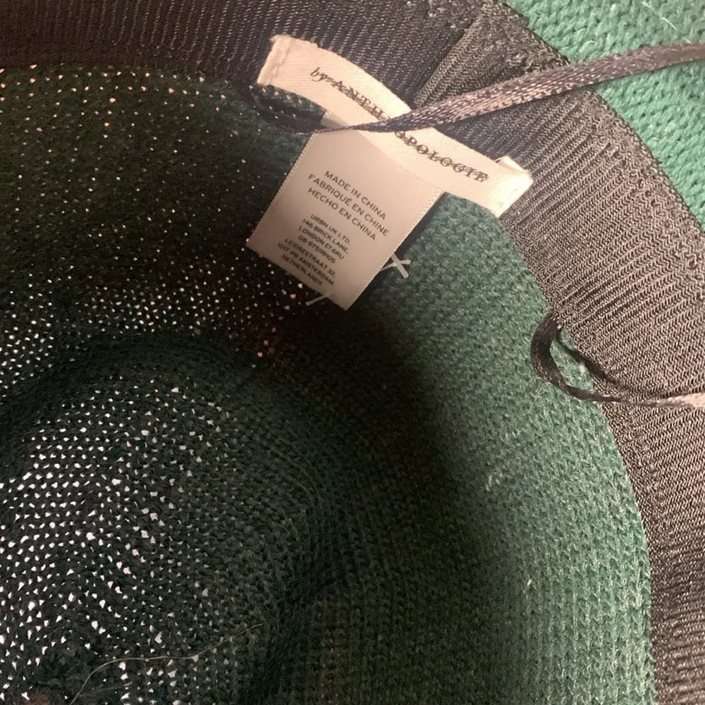 Anthropologie green jewel trim soft hat one size new